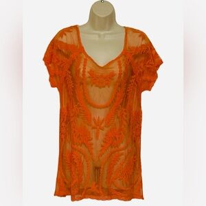 Orange sheer top by Adiva